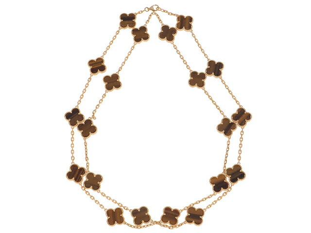 Van Cleef & Arpels　ヴァン クリーフ&アーペル　ヴィンテージアルハンブラロング　ネックレス　K18イエローゴールド　タイガーアイ　20P　VCARD39900　お磨き証明証付き【472】KS 【中古】【大黒屋】のサムネイル