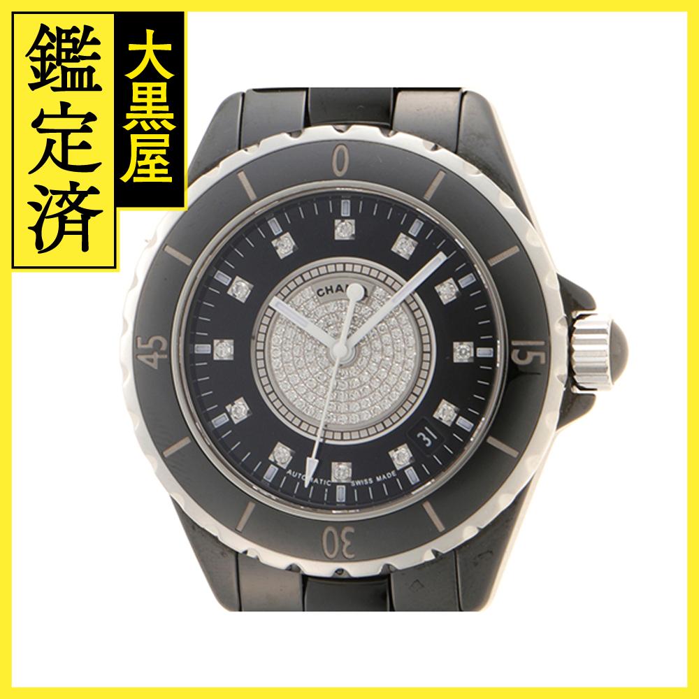 CHANEL シャネル　J12 38　センターダイヤ　H1757　黒　セラミック　自動巻き【432】2146000346361 【中古】【大黒屋】