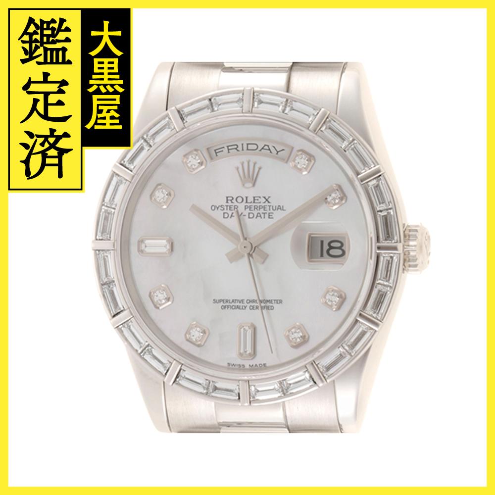 ROLEX ロレックス デイデイト 118366NG ホワイトシェル プラチナ メンズ 自動巻き OH/研磨済み （2143200531344）【200】 【中古】【大黒屋】