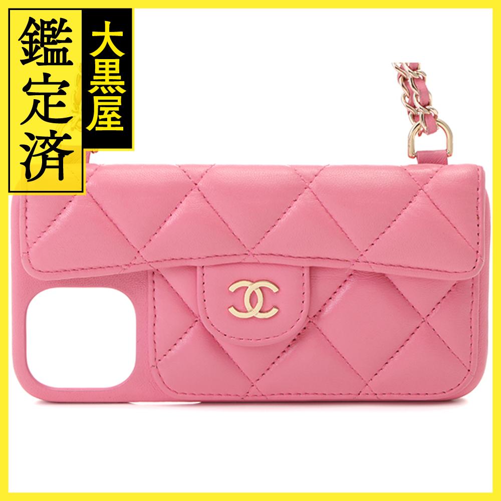 CHANEL　シャネル　マトラッセ　 Iphone12proケース　チェーンショルダー　ピンク/GP【430】2143100447066 【中古】【大黒屋】のサムネイル