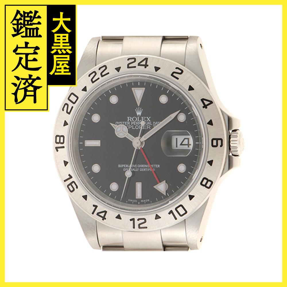 P番台2000年並行 ROLEX ロレックス 腕時計 エクスプローラー2 16570 ブラック文字盤 ステンレス 自動巻き 穴有【472】SJ 【中古】【大黒屋】
