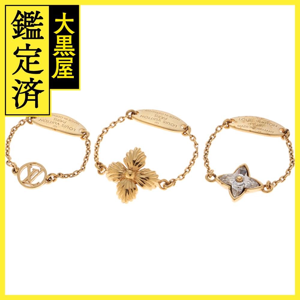 LOUIS VUITTON　ルイ・ヴィトン セット 3 バーグ・ブルーミング ストラス リング 　M68377　ゴールド【472】AH 【中古】【大黒屋】のサムネイル