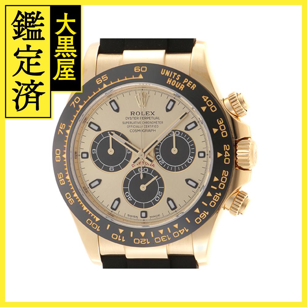 2020年3月保証 ROLEX ロレックス 腕時計 コスモグラフ デイトナ 116518LN K18イエローゴールド／セラミック／オイスターフレックス シャンパン／ブラック文字盤 自動巻【472】SJ 【中古】【大黒屋】