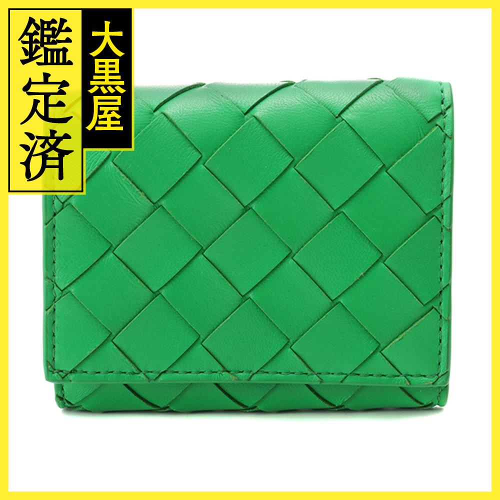 BOTTEGAVENETA　ボッテガヴェネタ　イントレチャート　スモールミツオリファスナーウォレット　667134VCPP23722　パラキート【430】2147400248712 【中古】【大黒屋】