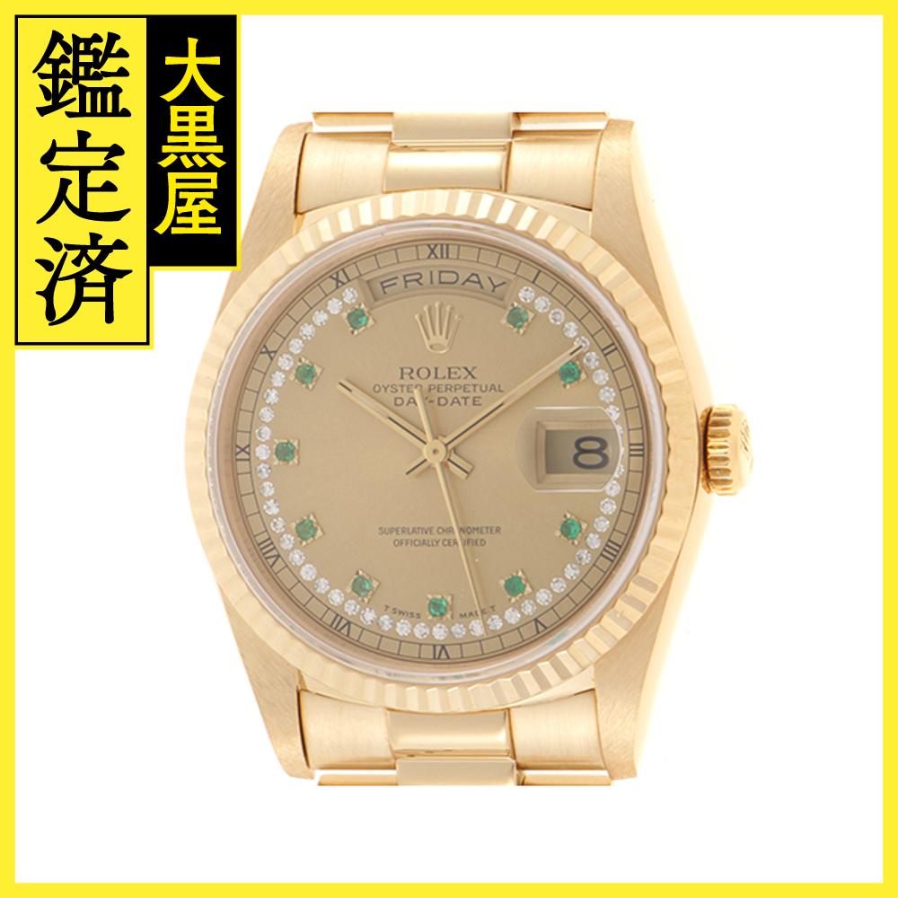 ROLEX　ロレックス　デイデイト　18238LE　シャンパンサークルD10PE文字盤　イエローゴールド　YG　メンズ　L番　1990年頃　自動巻き　2147100487350【432】 【中古】【大黒屋】