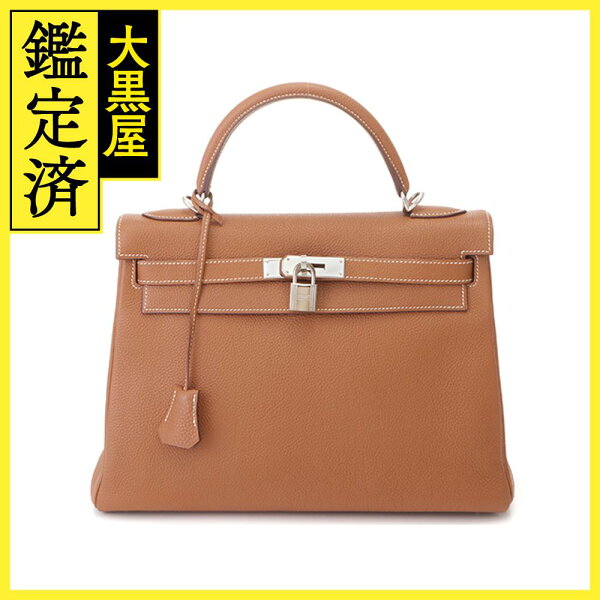 HERMES エルメス ハンドバッグ ショルダーバッグ ケリー32 ゴールド トゴ J刻印 シルバー金具【473】 【中古】【大黒屋】