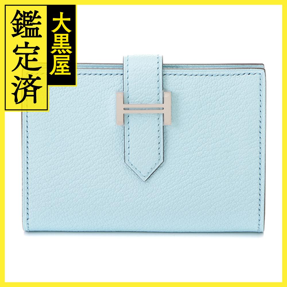 HERMES 　エルメス　ベアンカードケース ブループリュム/シェーブル/SV金具　B刻印　2023年頃　新品同様品　【430】 【中古】【大黒屋】