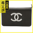 CHANEL シャネル ココマークチェーンウォレット ブラック/シルバー/SV レザー 22******【432】2147200479910 【中古】【大黒屋】