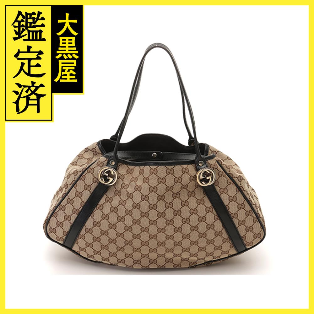 GUCCI　グッチ　GGトートバッグ　ブラウン/ブラック　232963　キャンバス　レザー【433】 【中古】【大黒屋】