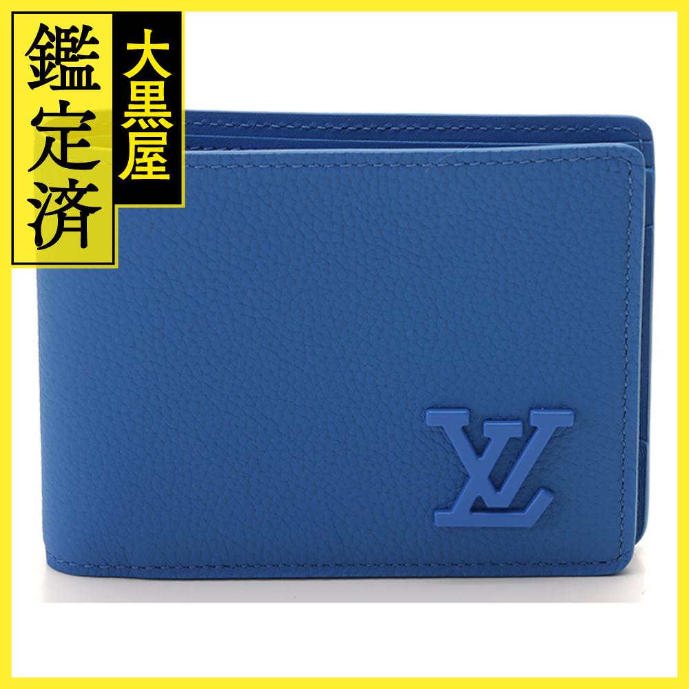 LOUIS VUITTON　ルイヴィトン　財布　ポルトフォイユ・ミュルティプル　アエログラム　レザー　ブルー【472】HG 【中古】【大黒屋】のサムネイル