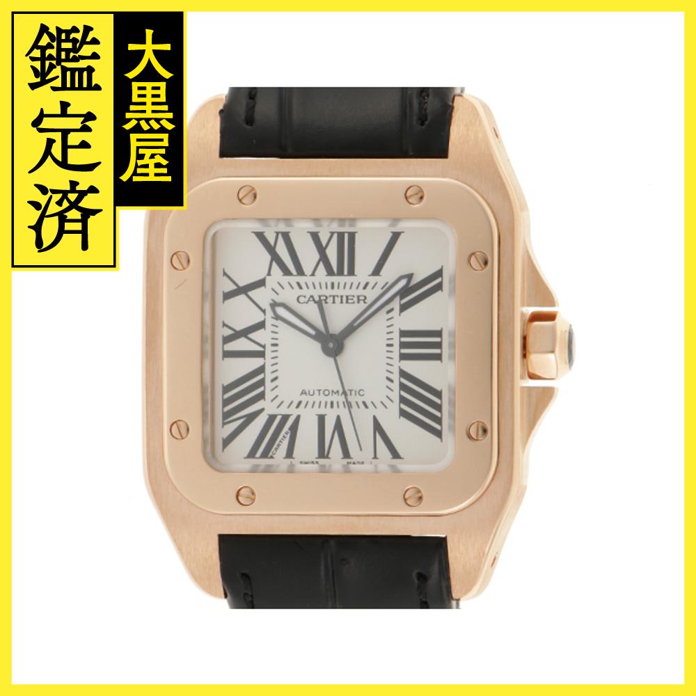 Cartier　カルティエ　サントス100MM　W20108Y1　自動巻き　18PG/革ベルト　男女兼用　腕時計（2143000671394）【200】C 【中古】【大黒屋】