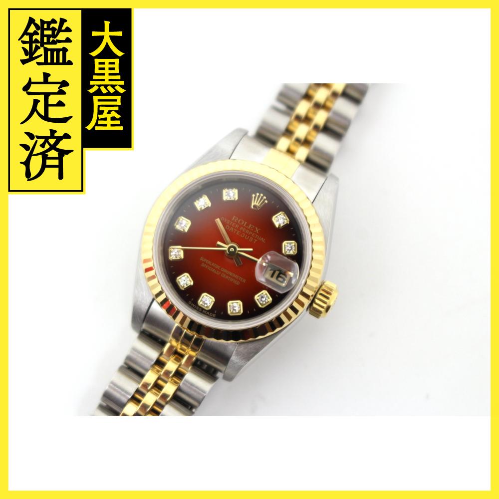 W番　ROLEX　ロレックス　デイトジャスト　69173G　18YG/ステンレススチール　10Pダイヤ　レッド文字盤　レディース（2148103621307）【200】C 【中古】【大黒屋】 2