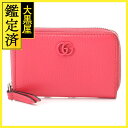 GUCCI　グッチ　ダブルGジップラウンドコインケース　644412　ピンク　レザー【433】 【中古】【大黒屋】