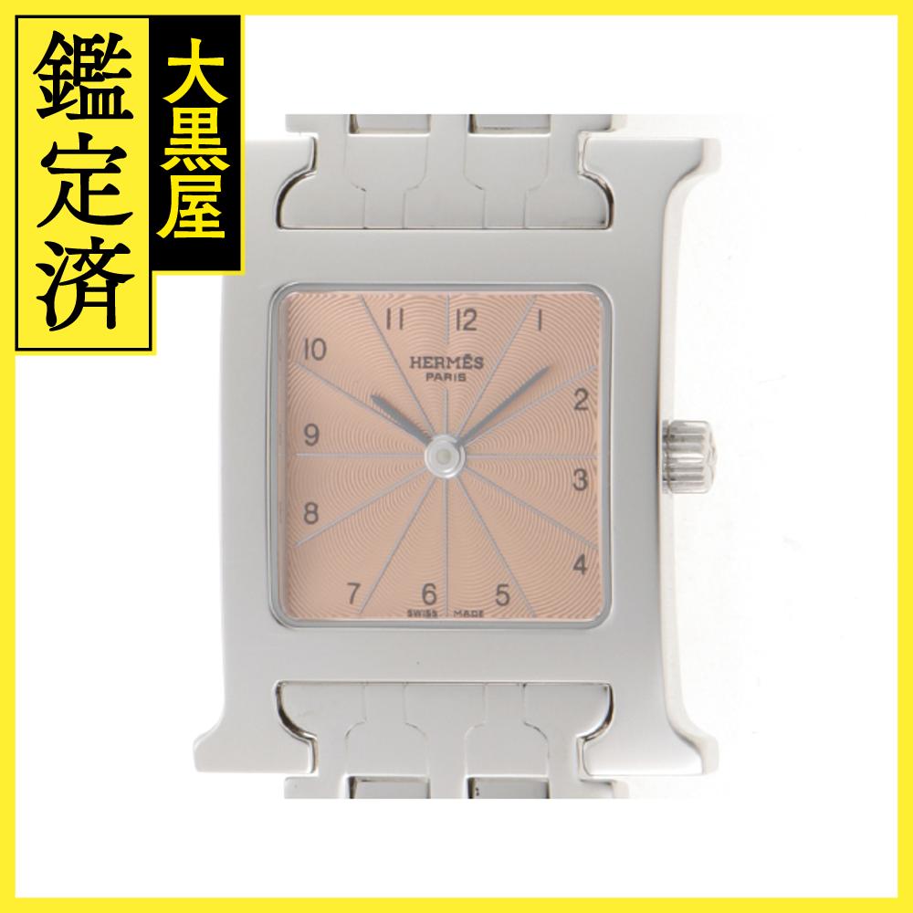 HERMES　エルメス　Hウォッチ　HH1.210　SS　ピンク　女性用クオーツ時計【473】 【中古】【大黒屋】