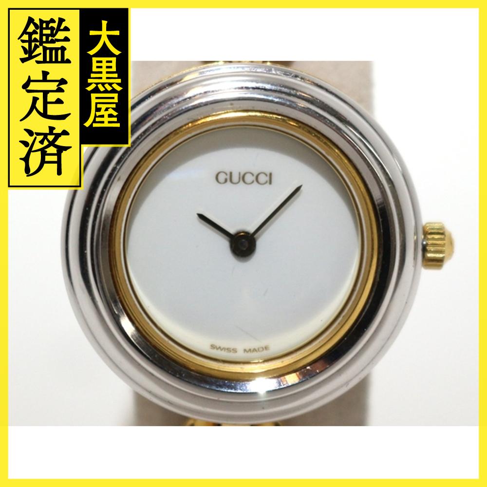 GUCCI グッチ チェンジベゼル 11/12.2 時計 ホワイト文字盤 ゴールドメッキ クオーツ レディース（2141200302711）M【200】 【中古】【大黒屋】 1