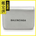 BALENCIAGA　バレンシアガ　キャッシュミニウォレット　シルバー　レザー　 2143400211800　【437】 【中古】【大黒屋】