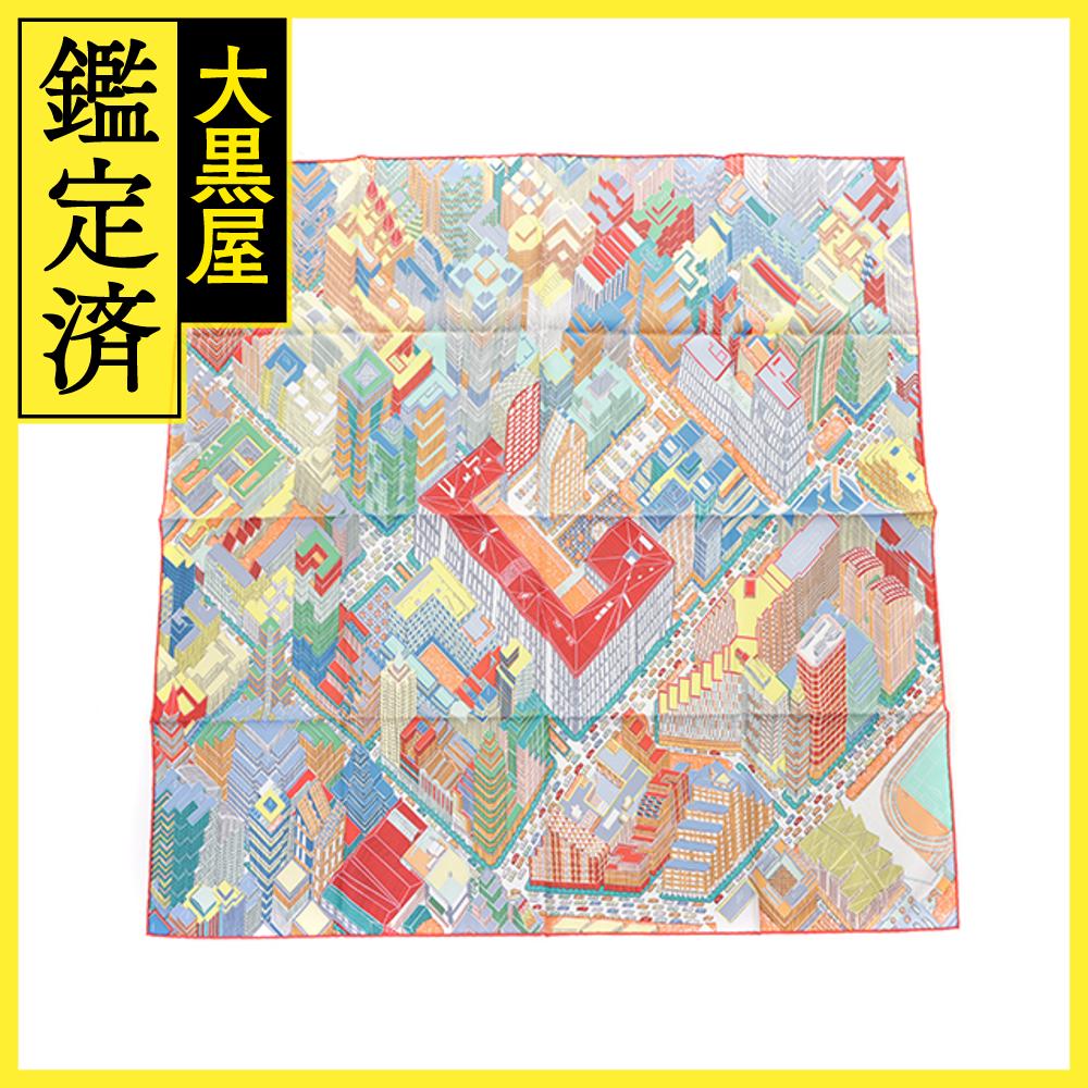 HERMES　エルメス　カレ90　PANTIN CITY　ヴェール/ジョーヌ/ルージュ　003969S 01　2120000257087　【472】 【中古】【大黒屋】のサムネイル