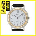 HERMES　エルメス　時計　クリッパーコンビ　クオーツ　 SS/GP/革 　ホワイト　2143300209037【207】 【中古】【大黒屋】