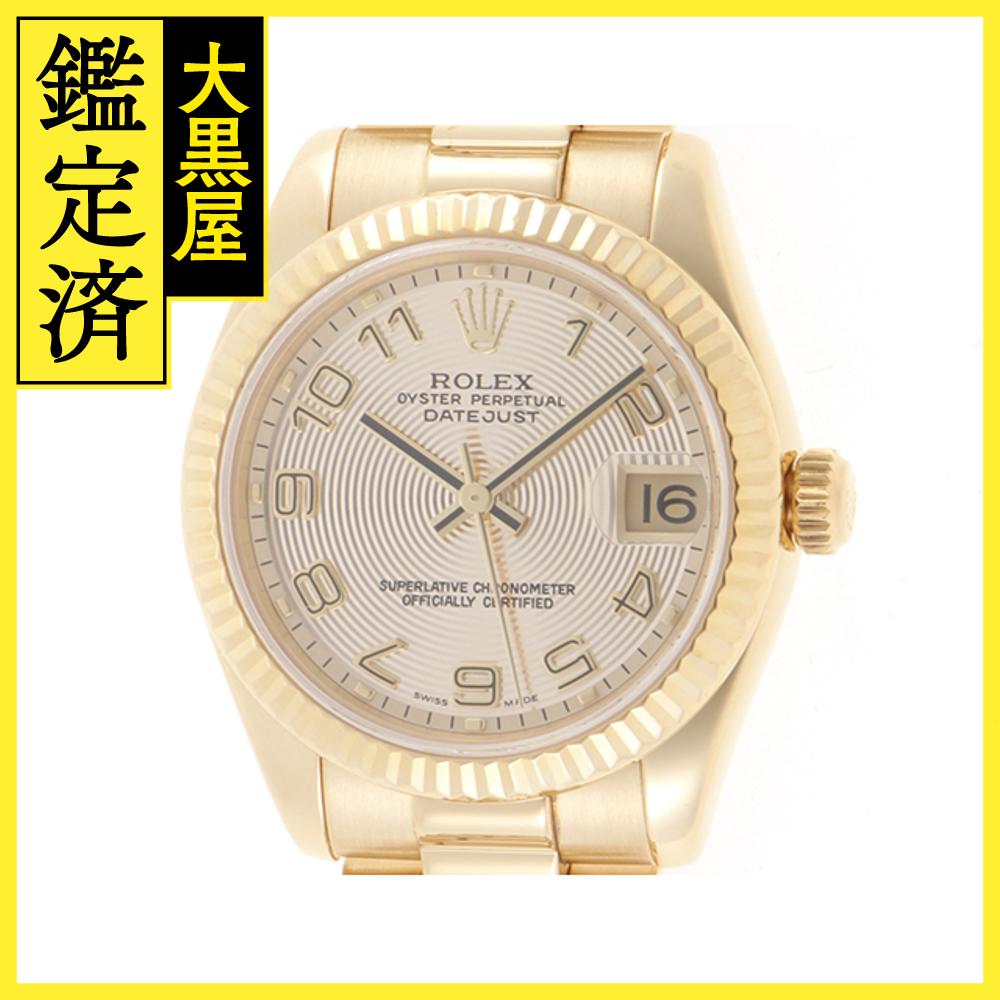 Y番2008年正規品 ROLEX ロレックス デイトジャスト31 178278 シャンパンコンセントリック文字盤 K18イエローゴールド 自動巻【472】HK 【中古】【大黒屋】