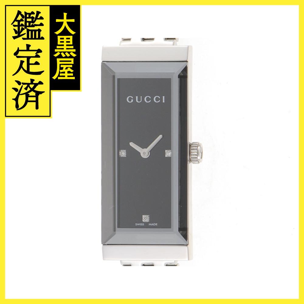 GUCCI グッチ 腕時計 Gフレーム 127.5 YA127504 ステンレス ブラック3Pダイヤモンド文字盤 クォーツ【472】SJ 【中古】【大黒屋】