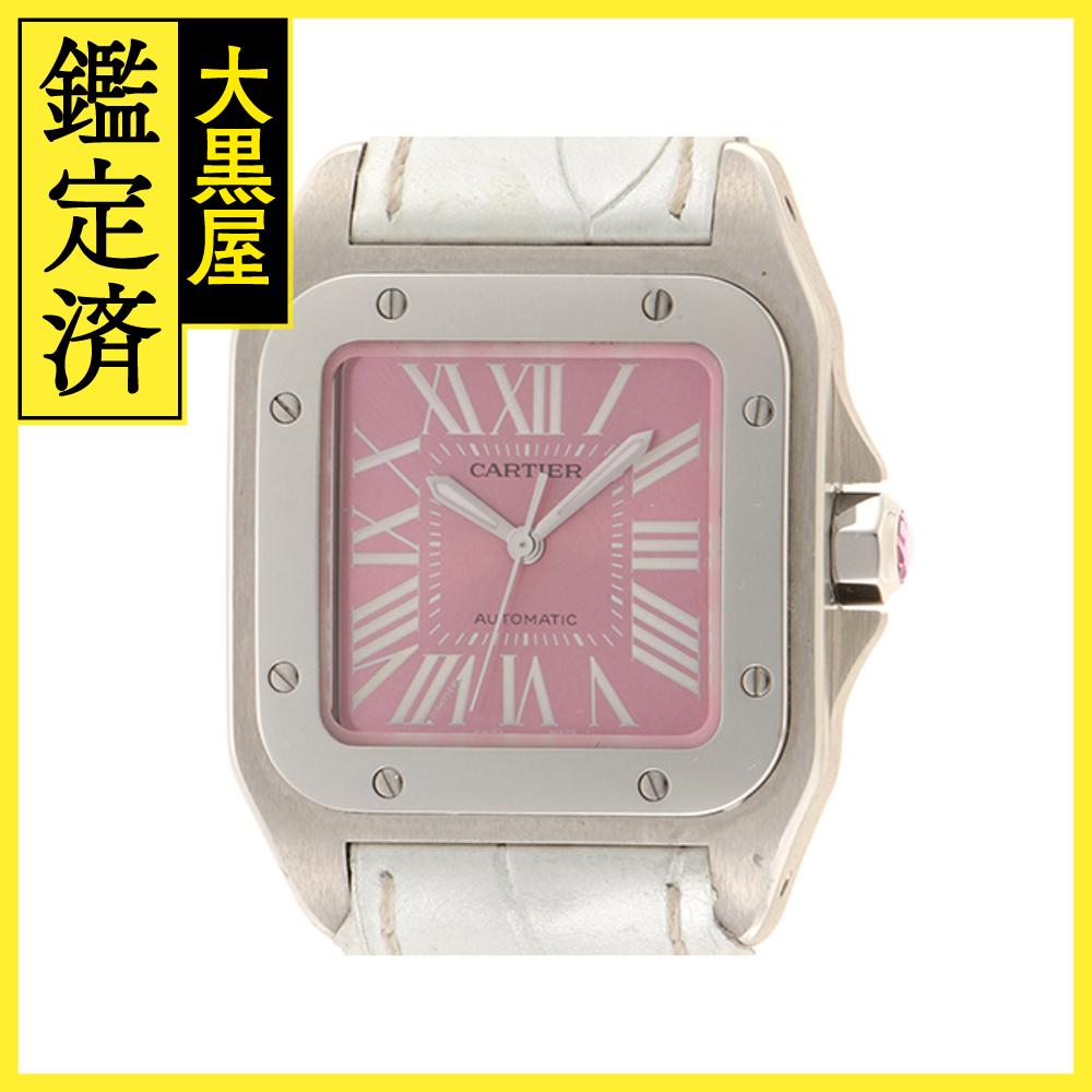 Cartier　カルティエ　時計　サントス　100MM　限定モデル　W20133X8　SS/革　自動巻き式　2148103641497　【437】 【中古】【大黒屋】