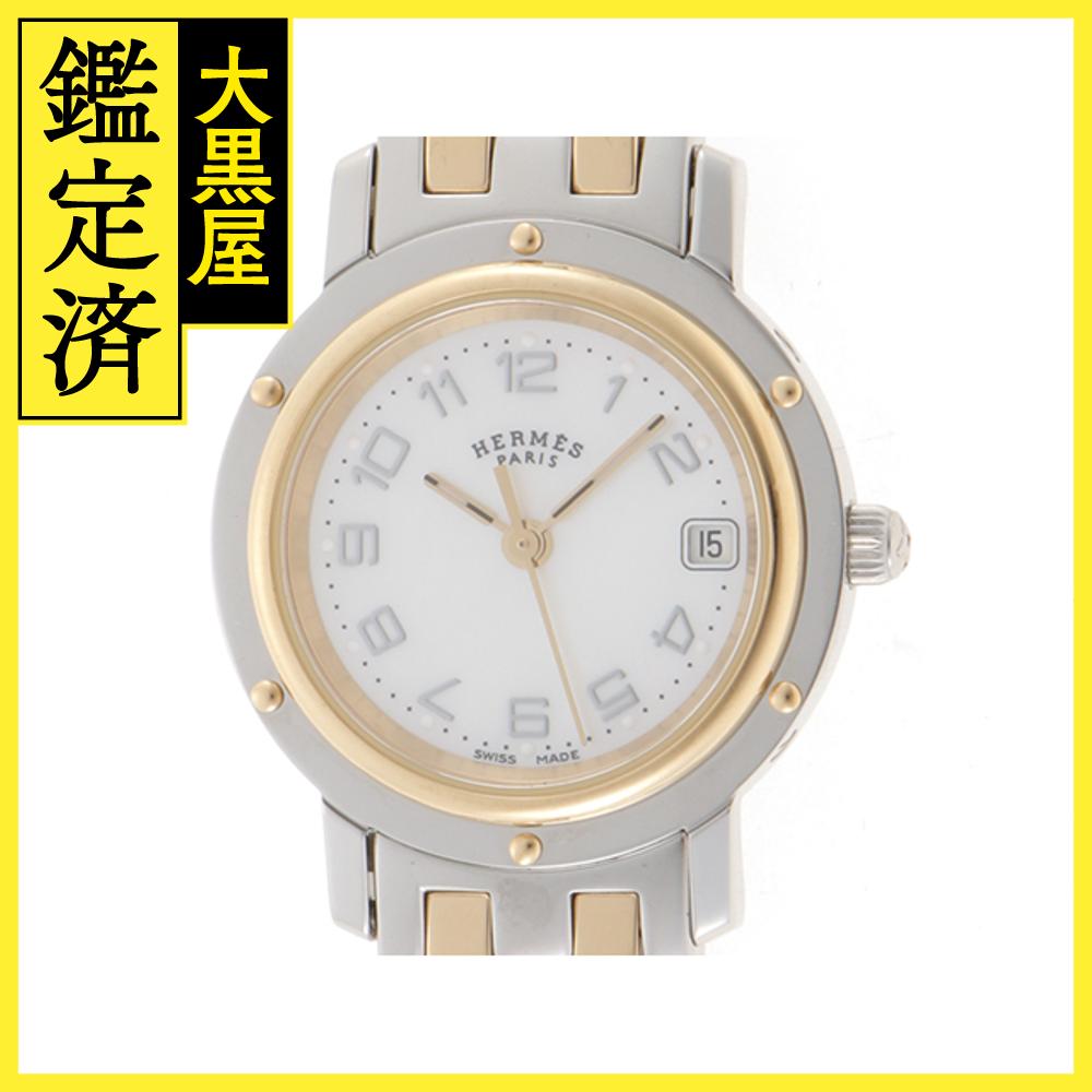 HERMES エルメス クリッパー CL4.220 GP/SS シェルアラビア クォーツ 電池式 レディース 【460】2148103630484 【中古】【大黒屋】