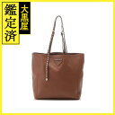 【送料無料】PRADA プラダ トートバッグ スタッズ レザー ブラウン シルバー金具 1BG208【434】 【中古】【大黒屋】