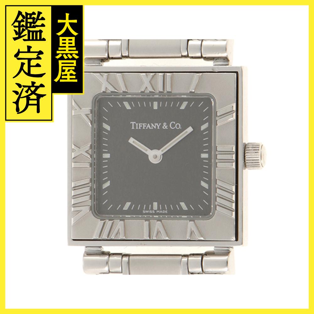 TIFFANY&CO　ティファニー　アトラス　スクエア　1379962　クオーツ　SS　ブラック文字盤【207】2143500276488 【中古】【大黒屋】