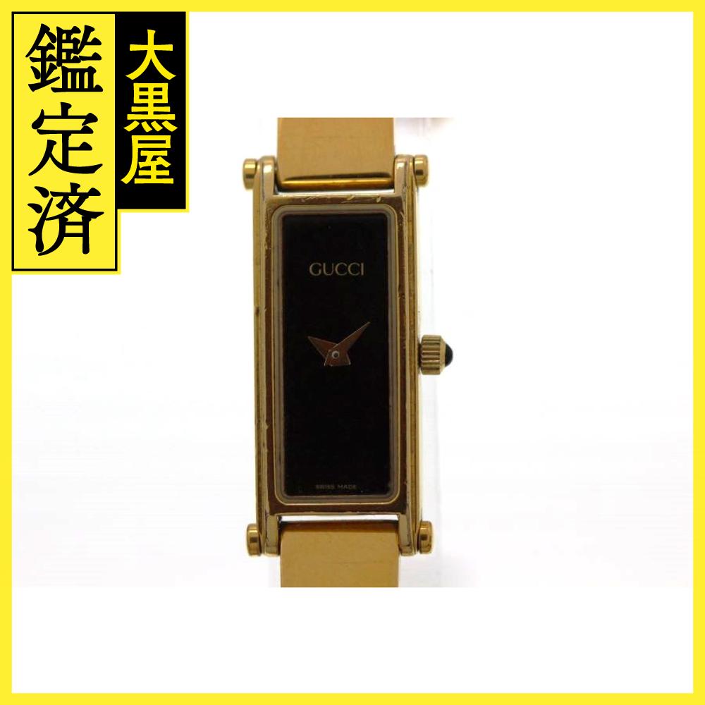 GUCCI グッチ レディース クオーツ 1500L YA015512 ブラック文字盤 GP(ゴール ...