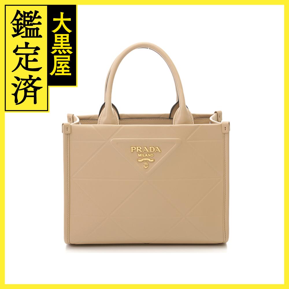 PRADA プラダ シンボルトップステッチ スモールバッグ サンドベージュ レザー 1BA379 【432】 2148103646874 【中古】【大黒屋】