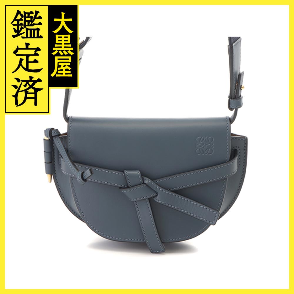 ロエベ Loewe ゲートデュアルバッグミニ オニキスブルー カーフ A650N46X13 【432】 2148103646386 【中古】【大黒屋】