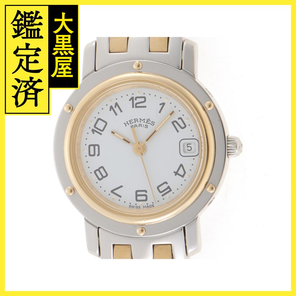 HERMES　エルメス　クリッパー　CL4.220　GP/SS　ホワイト文字盤　レディース　クォーツ　【436】2148103642760 【中古】【大黒屋】