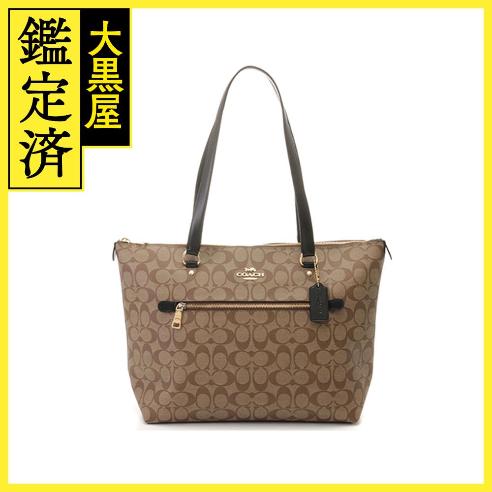 COACH コーチ トートバッグ シグネチャー ベージュ ブラック コーティングキャンバス レザー F79609【473】 【中古】【大黒屋】のサムネイル