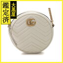 GUCCI グッチ GGマーモント ラウンドミニショルダーバッグ ホワイト レザー 550154 【436】 2143000691804 【中古...