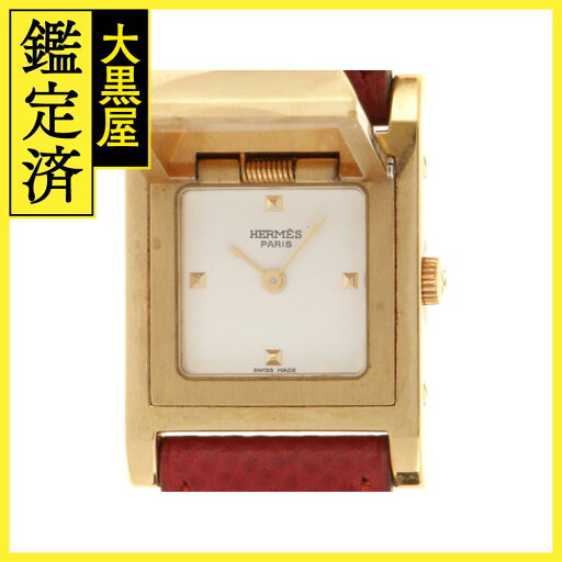 HERMES エルメス メドール GP/革 ホワイト文字盤 女性用クオーツ時計【473】 【中古】【大黒屋】 HERMES エルメス メドール GP/革 ホワイト文字盤 女性用クオーツ時計【473】 【中古】【大黒屋】