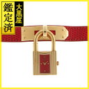 HERMES エルメス ケリーウォッチ KE1.201 レッド文字盤 GP/革 クオーツ レディース 時計 2148103670909【430】 【430】2148103670909 【中古】【大黒屋】(2)