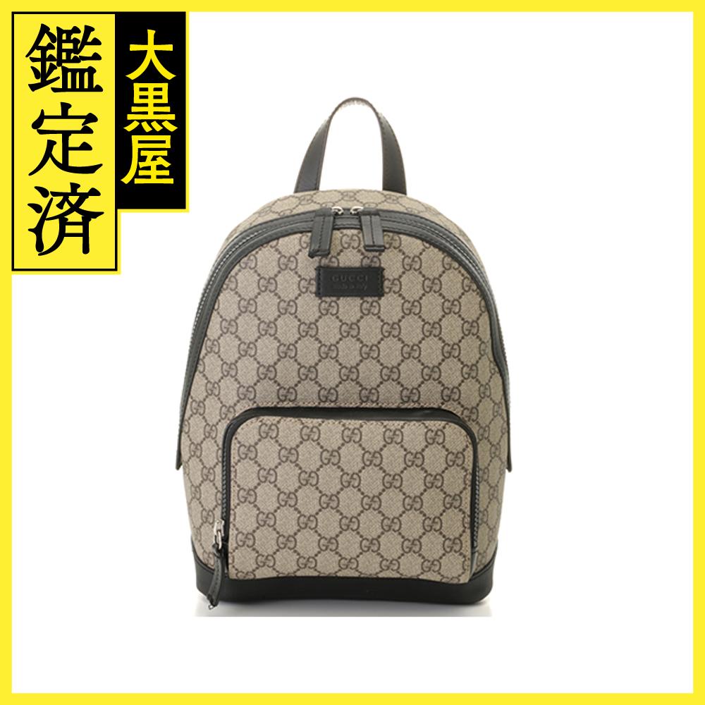GUCCI　グッチ　GGスプリーム　リュックサック　429020　ベージュ／ブラック　PVC／レザー　バックパック【207】2148103691607 【中古】【大黒屋】のサムネイル