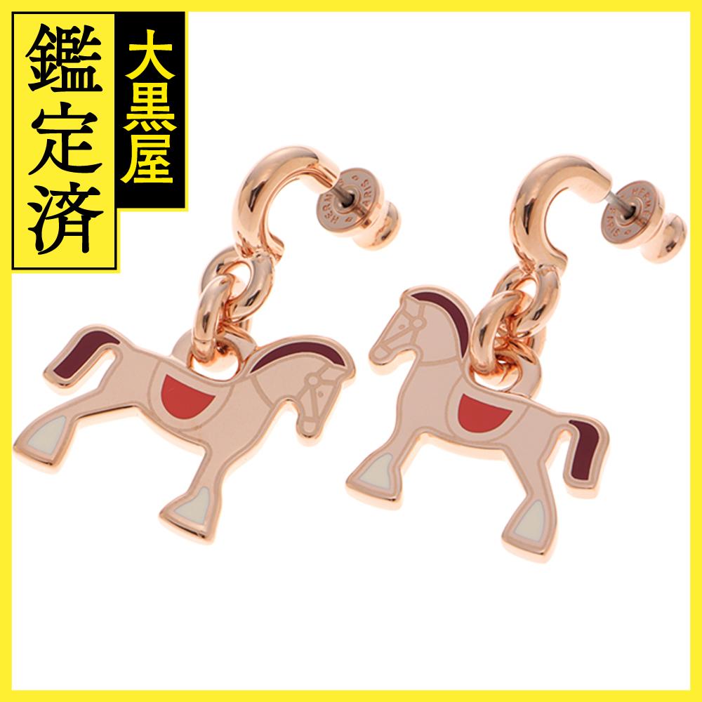 HERMES エルメス ピアス シュヴァル・グランド・パラード H100008FOAG ラッカーメタル フォーブル/ピンクゴールドプレーテッド 未使用品【472】SJ 【中古】【大黒屋】のサムネイル