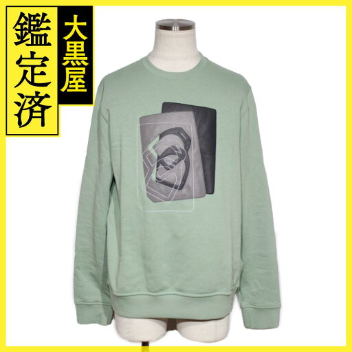 HERMES エルメス レザーパッチ クルーネックスウェット メンズM ライトグリーン コットン/レザー H367810HA4MLA 2147100502640【200】【中古】【大黒屋】 HERMES エルメス レザーパッチ クルーネックスウェット メンズM ライトグリーン コットン/レザー H367810HA4MLA 2147100502640【200】【中古】【大黒屋】