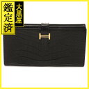 HERMES エルメス 小物 長財布 ベアンスフレ アリゲーター ブラック・GP金具 U刻印・2022年頃製造【472】HA 【472】214300070200...