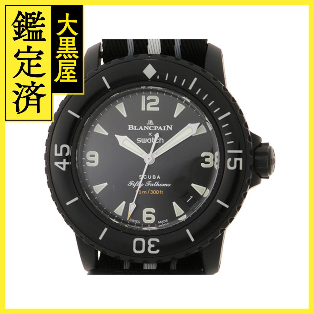 Swach スウォッチ ブランパンコラボ SCUBA FIFTY FATHOMS OCEAN OF STORMS SO35B400 CE/NATOストラップ 男性用自動巻時計【473】 【473】2148103803765 【中古】【大黒屋】