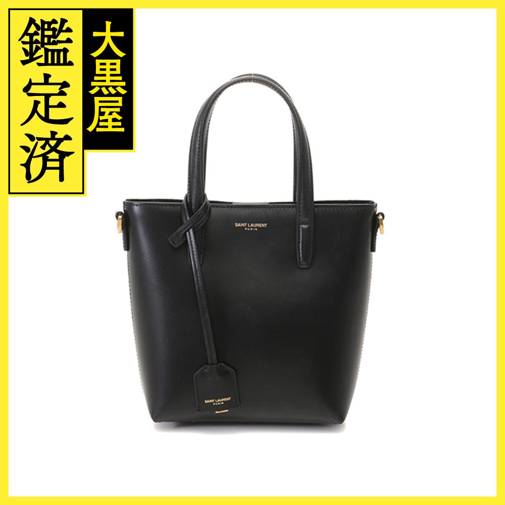 SAINT LAURENT サンローラン ミ二 トイ ショッピングバッグ 773995 ブラック レザー 2wayショルダーバッグ 2143400228181【207】【中古】【大黒屋】