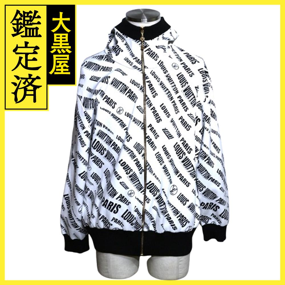 LOUIS VUITTON ルイヴィトン スランティドシグネチャー パーカー ホワイト ブラック ビスコース RW212B IT1 FLKC93 【200】2148103801310 【中古】【大黒屋】
