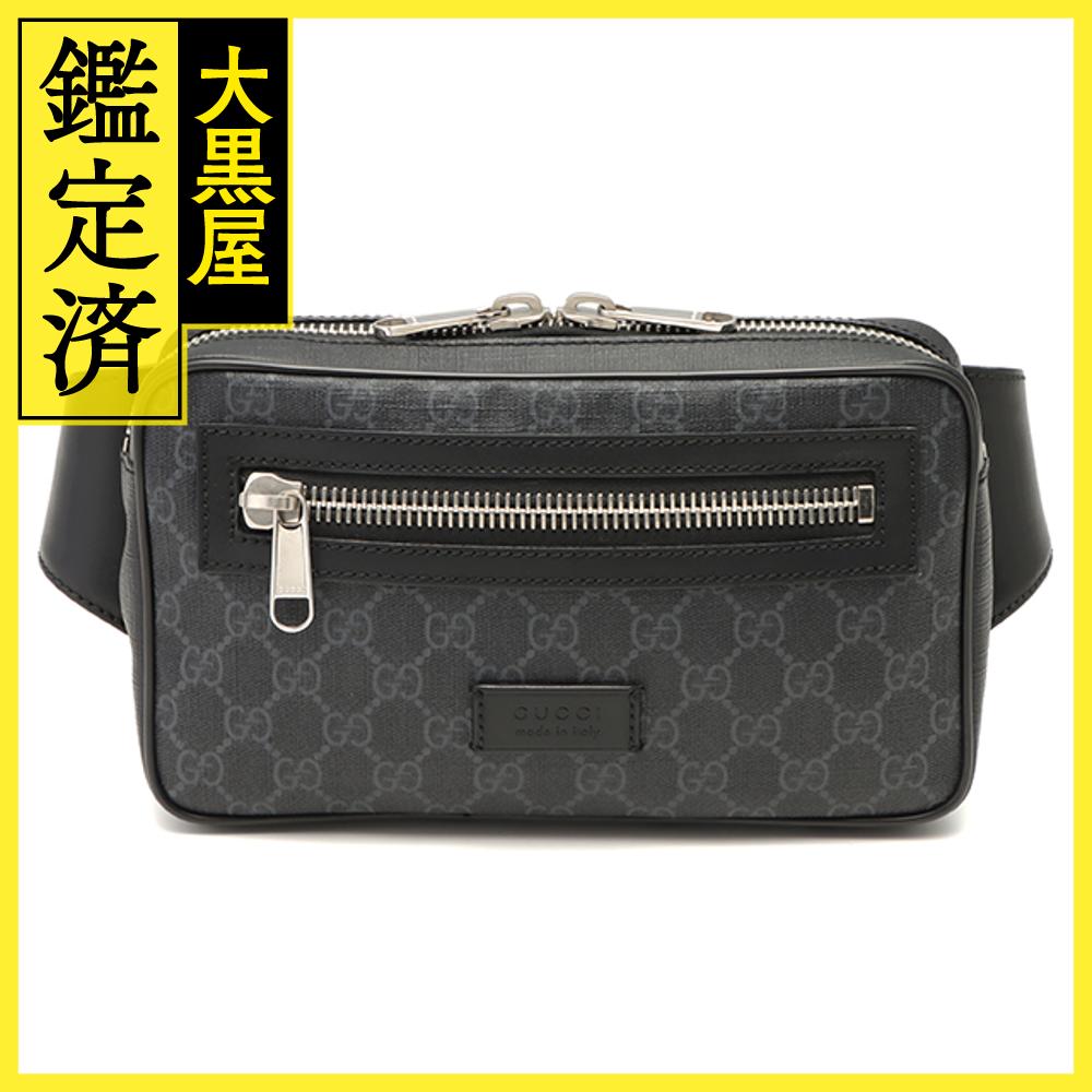 GUCCI グッチ GGスプリームベルトバッグ PVC/レザー ブラック 474293 2143600376040 【205】 【205】2143600376040 【中古】【大黒屋】