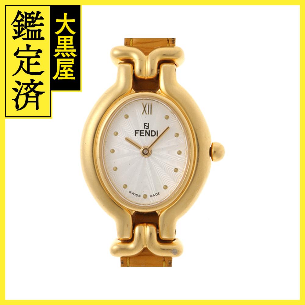 FENDI フェンディ カメレオン チェンジベルト 640L シルバー文字盤 GP/革 クオーツ レディース時計 2148103807213【207】【中古】【大黒屋】