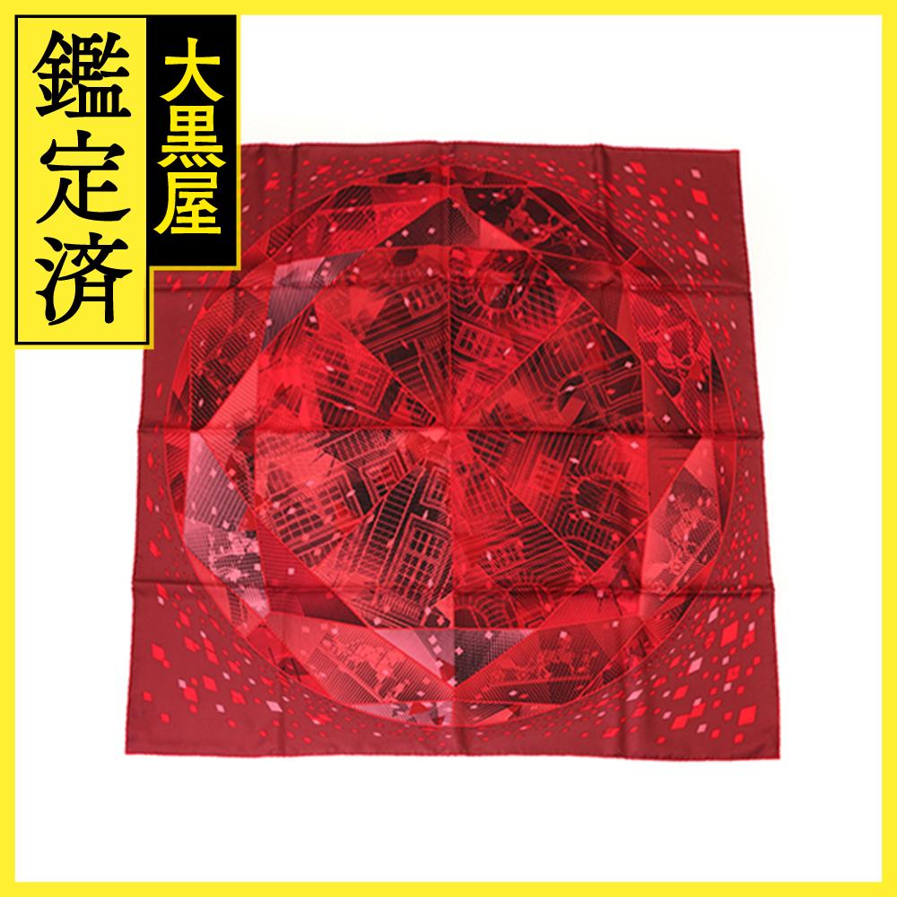 HERMES エルメス カレ90 FAUBOURG BY NIGHT ボルドー/ルージュ シルク 002414S 2144000238273【432】 【432】2144000238273 【中古】【大黒屋】