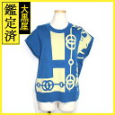 HERMES エルメス ノースリーブ ニット レディース36 ブルー カシミヤ 2E2617DU (2143000679048)【200】 【中古】【大黒屋】