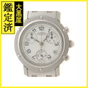 HERMES エルメス クリッパークロノ CL1.310 腕時計 ホワイト文字盤 クオーツ ステンレススチール 男女兼用 2148103761348 【205】...