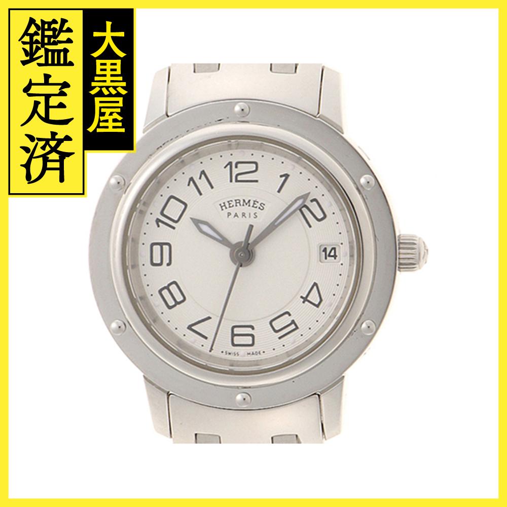 HERMES エルメス クリッパー デイト CP1.210 シルバー SS レディース クォーツ2148103766008【432】 【432】2148103766008 【中古】【大黒屋】