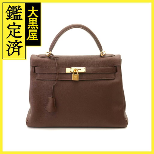 HERMES エルメス ケリー32 ブラウン ゴールド金具 フィヨルド □K刻印【432】2147400280507 【432】2147400280507 【中古】【大黒屋】 HERMES エルメス ケリー32 ブラウン ゴールド金具 フィヨルド □K刻印【432】2147400280507 【432】2147400280507 【中古】【大黒屋】